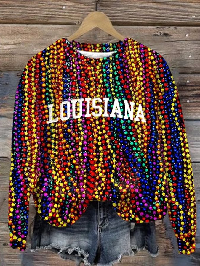 Mardi Gras Louisiana Colorful Sweatshirt Women's Mardi Gras Crewneck Gifts For Her