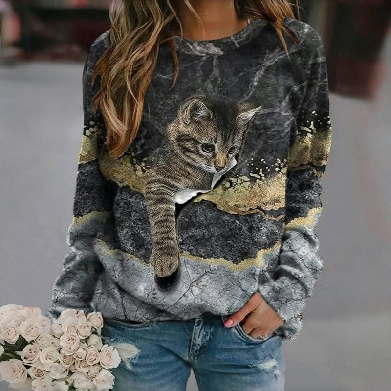 Cat 3D Print Sweatshirt Womens Best Gifts For Cat Lover Person Ideas For Her For Ladies