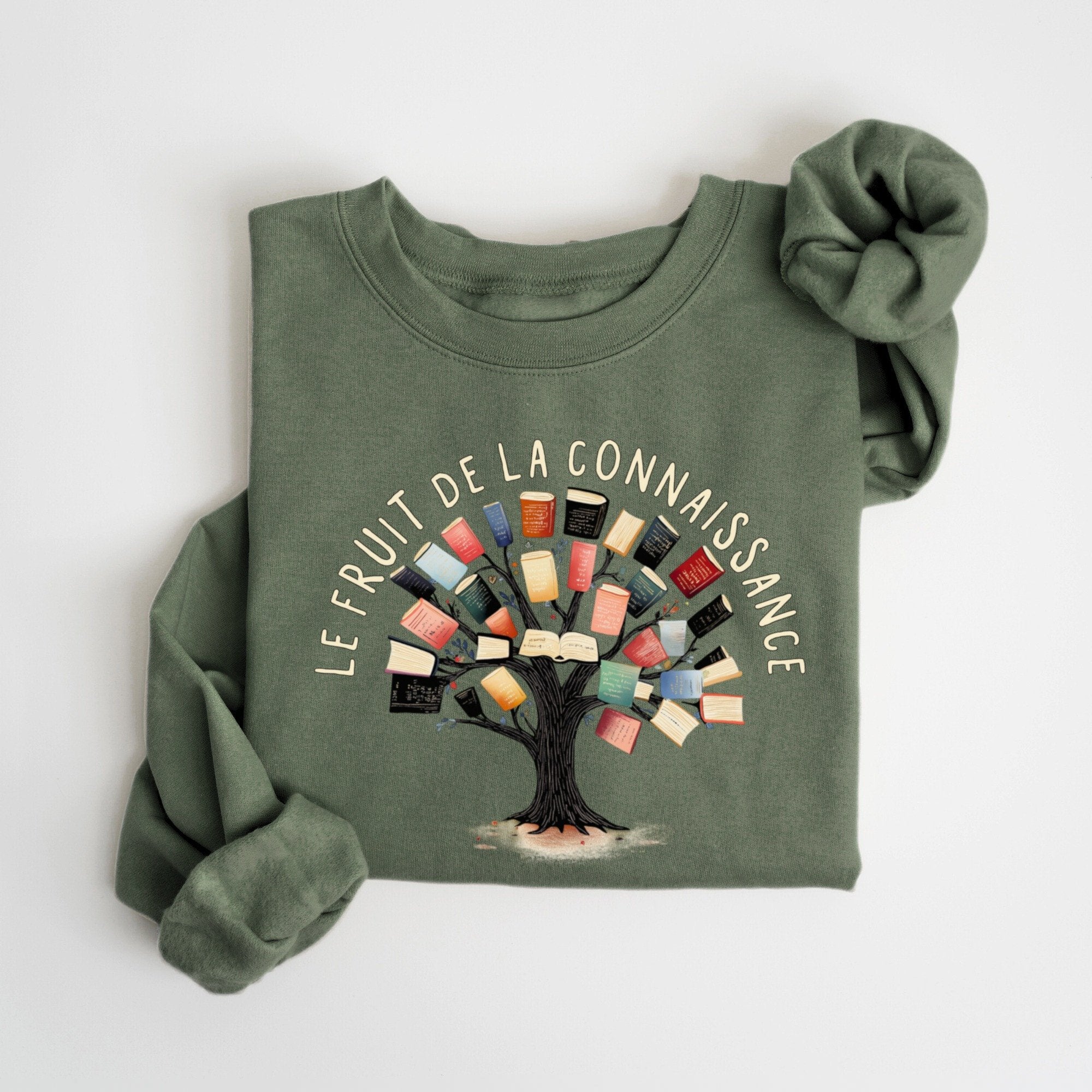 Le Fruit De La Connaissance Book Sweatshirt French Best Gifts For Book Lovers For Her
