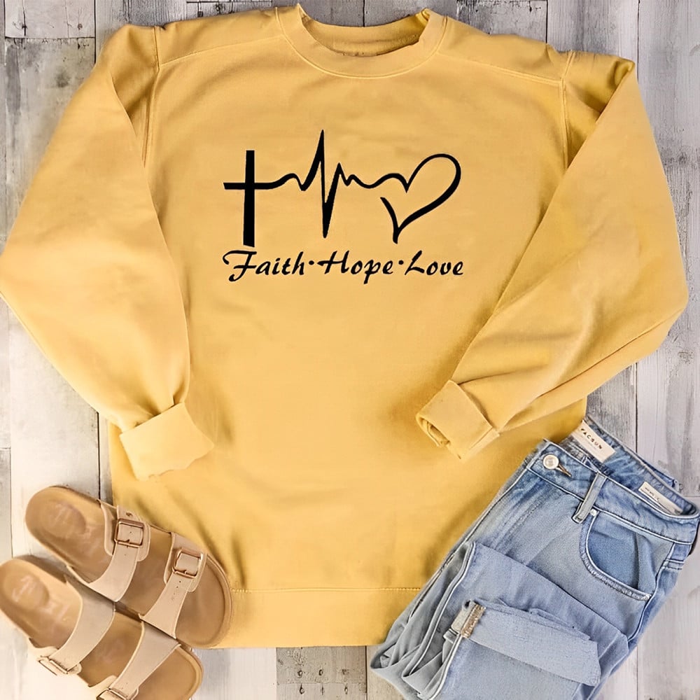 Hope Faith Love Sweatshirt Faith Based Christian Clothing Gifts For Her Mom Mother's Day