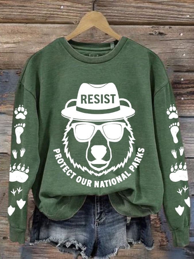 Bear Resist Protect Our National Parks Sweatshirt Save National Parks Protest Clothing