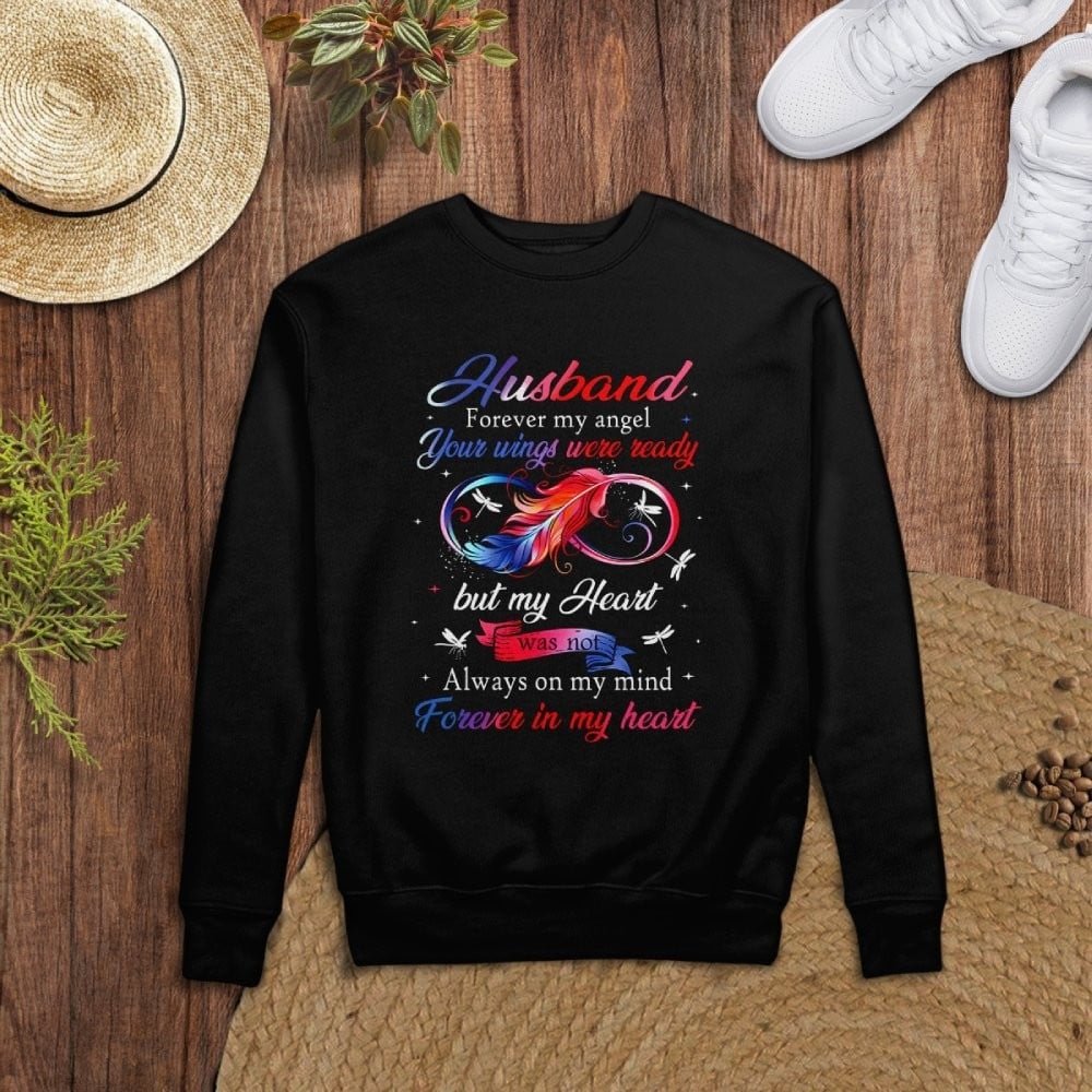 Husband Forever My Angel In My Heart Sweatshirt Memorial Gifts For Loss Of Husband