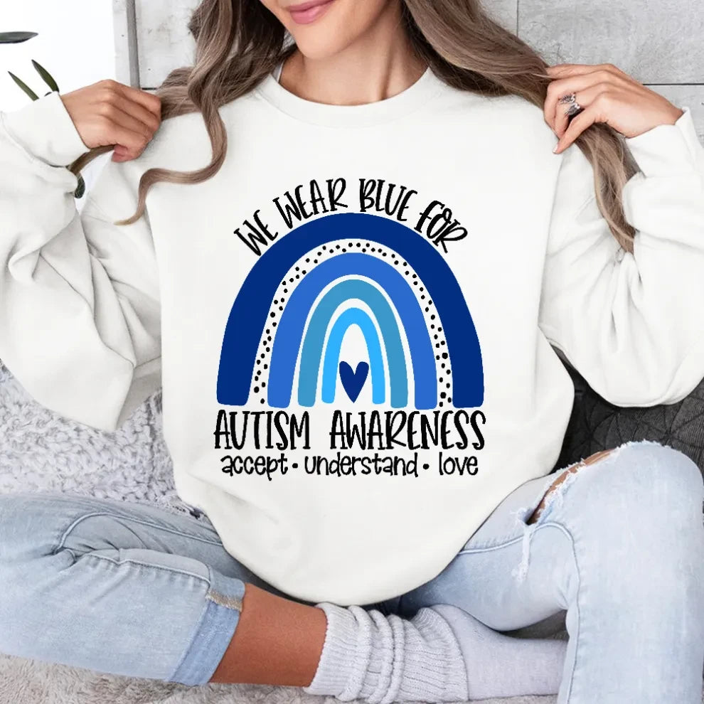We Wear Blue For Autism Awareness Sweatshirt Gifts For Autistic Teenager