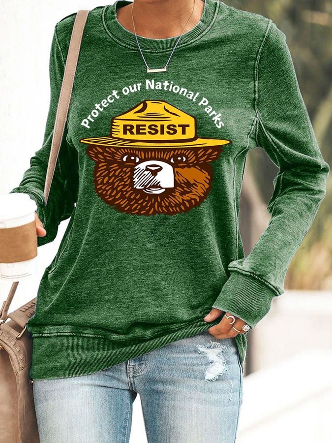 Bear Resist Protect Our National Parks Sweatshirt Save Our National Parks Protest Apparel