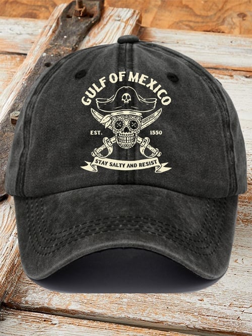 Retro Gulf Of Mexico Hat Est 1550 Stay Salty And Resist Printed Classic Cap