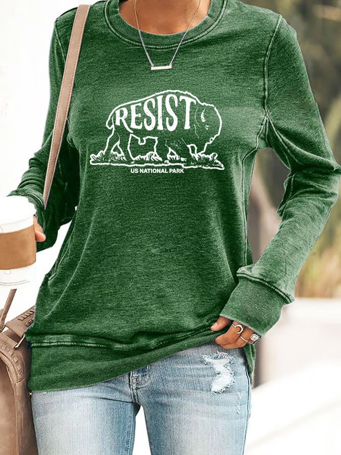 Bison Resist Protect Our National Park Sweatshirt Save US National Parks Protest Apparel