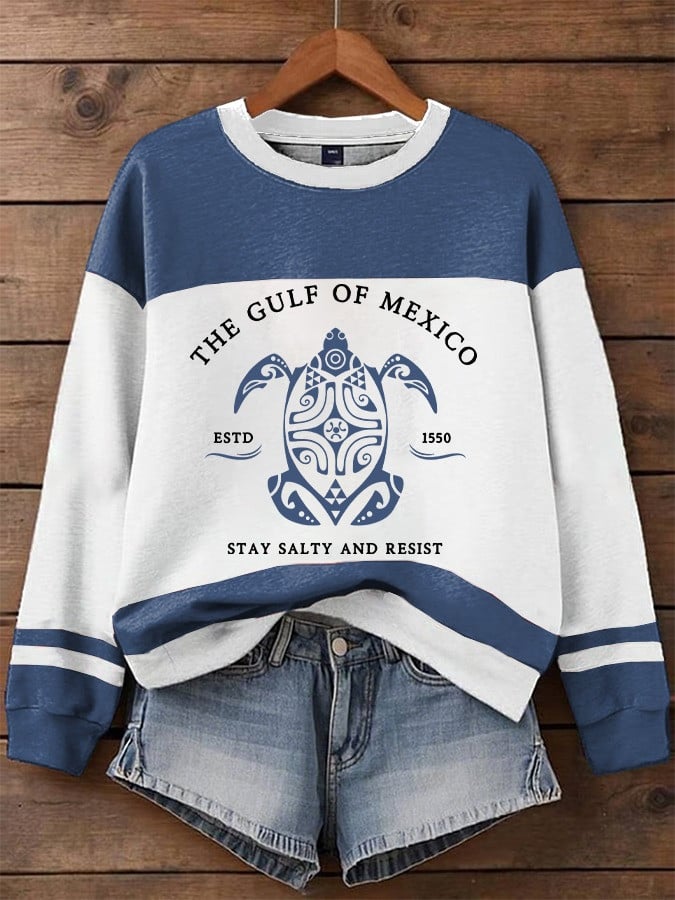 Turtle Gulf Of Mexico EST 1550 Women's Sweatshirt Stay Salty And Resist Gulf Coast Merch