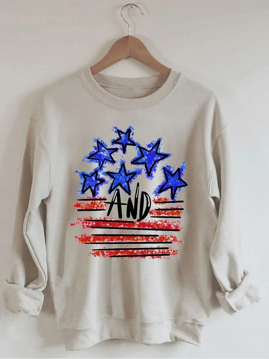 Stars And Stripes Sweatshirt USA Patriotic Apparel Gifts For Mother