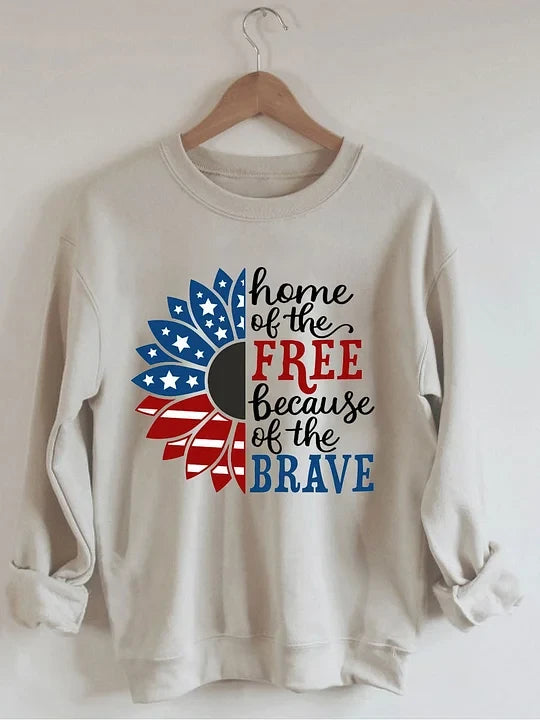Sunflower Home Of The Free Because Of The Brave Sweatshirt Gifts For Christian