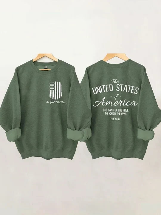 In God We Trust America Flag Sweatshirt Women's Christian Clothing Gifts
