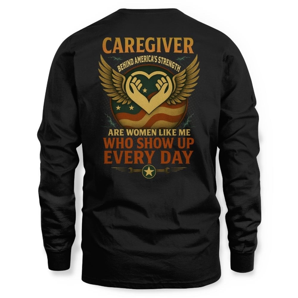 Caregiver Behind America’s Strength - Caregiver Patriotic Sweatshirt Gift For Caregivers