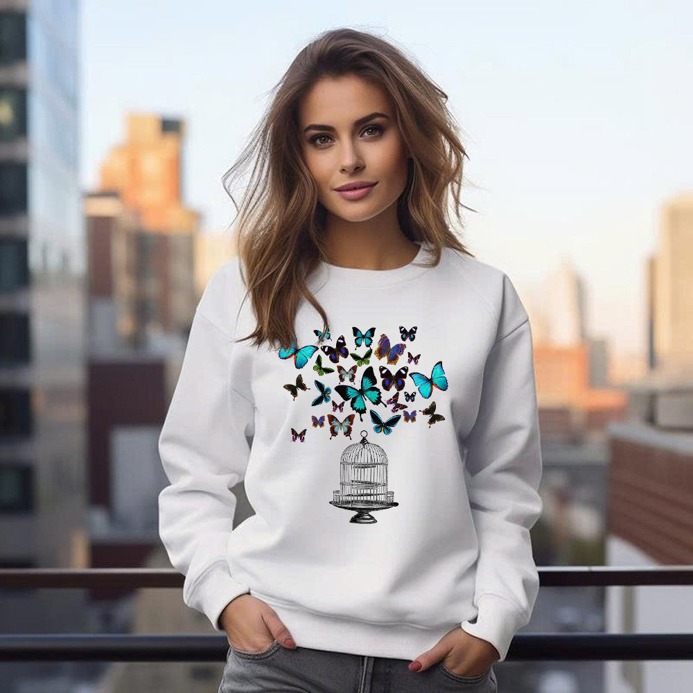 Butterfly Sweatshirt Womens Butterfly Graphic Tee Shirt Gifts For Ladies