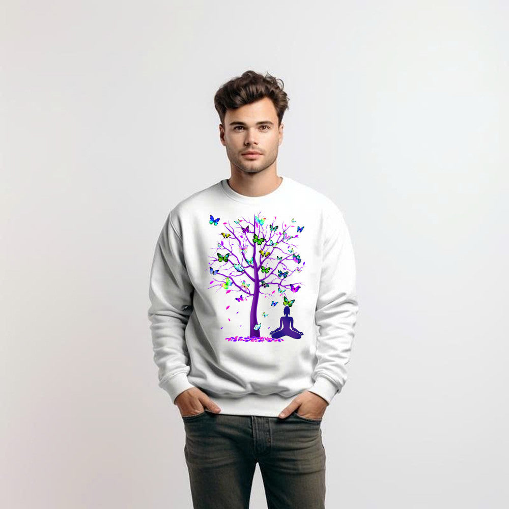 Butterfly Tree Meditation Sweatshirt Cute Butterfly Good Gifts For Girlfriend