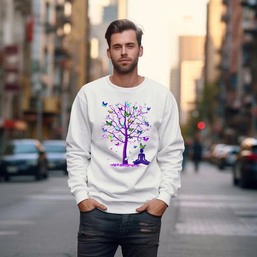Butterfly Tree Meditation Sweatshirt Cute Butterfly Good Gifts For Girlfriend