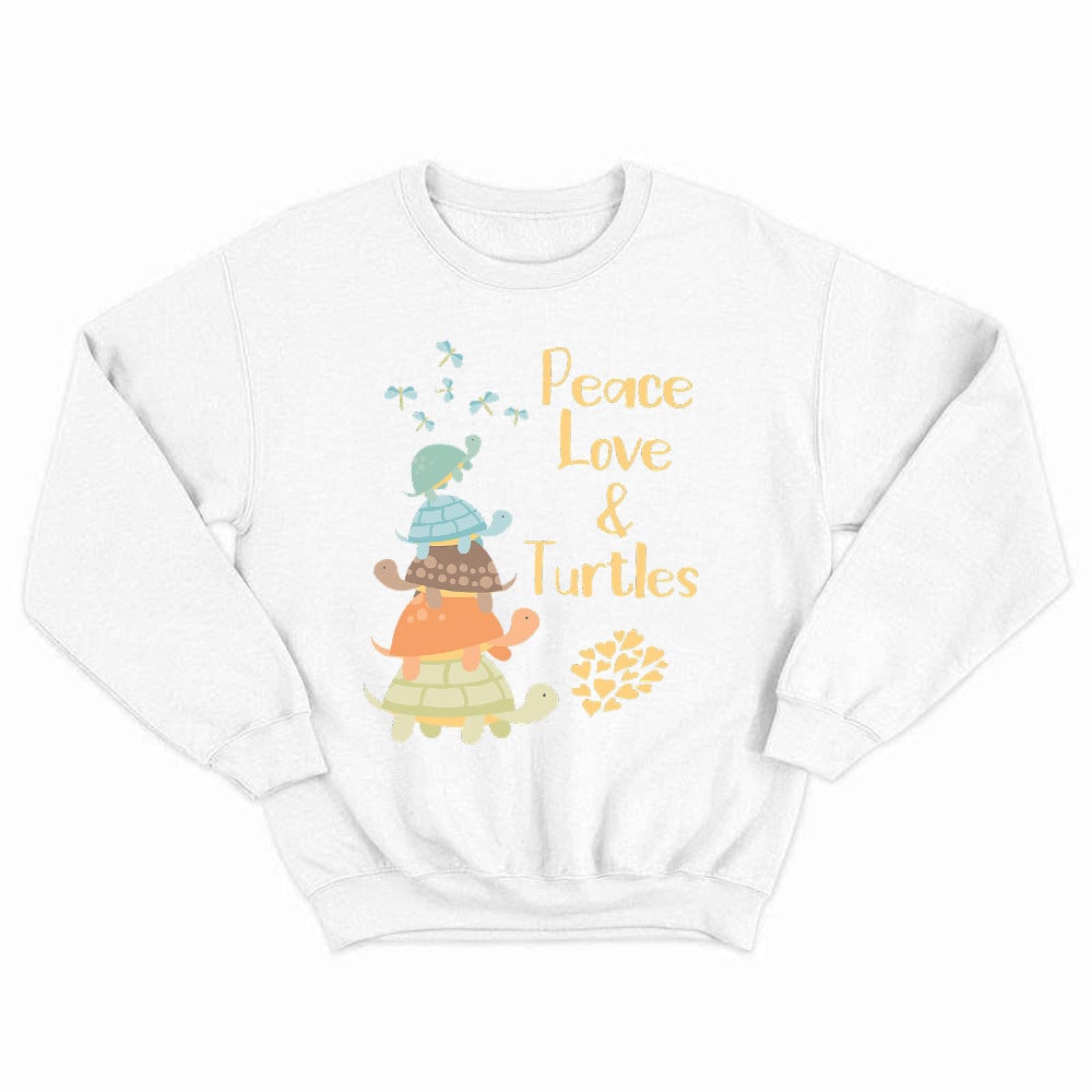 Peace Love And Turtles Sweatshirt Turtle Lover Cute Graphic Shirts Mom And Daughter Gifts