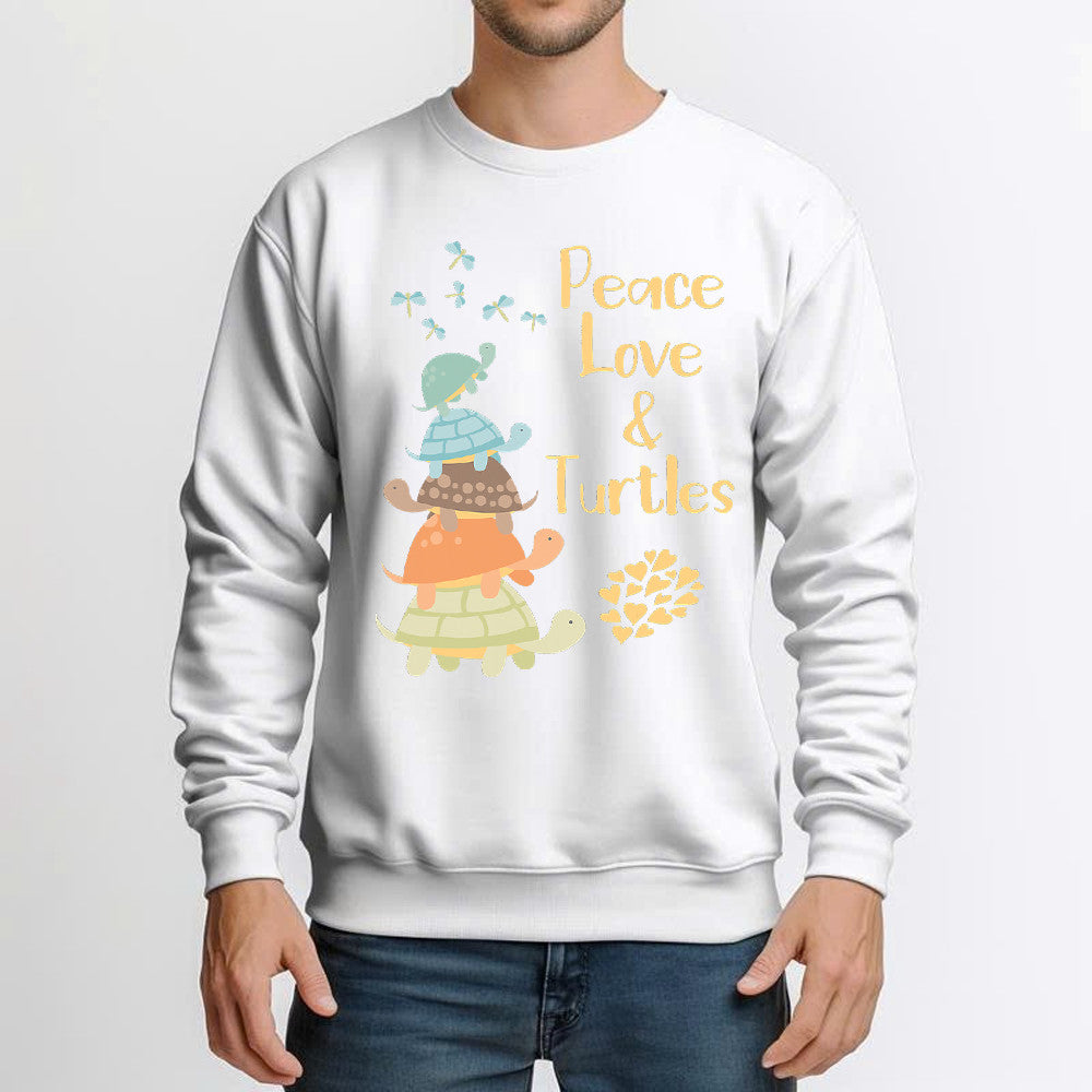 Peace Love And Turtles Sweatshirt Turtle Lover Cute Graphic Shirts Mom And Daughter Gifts