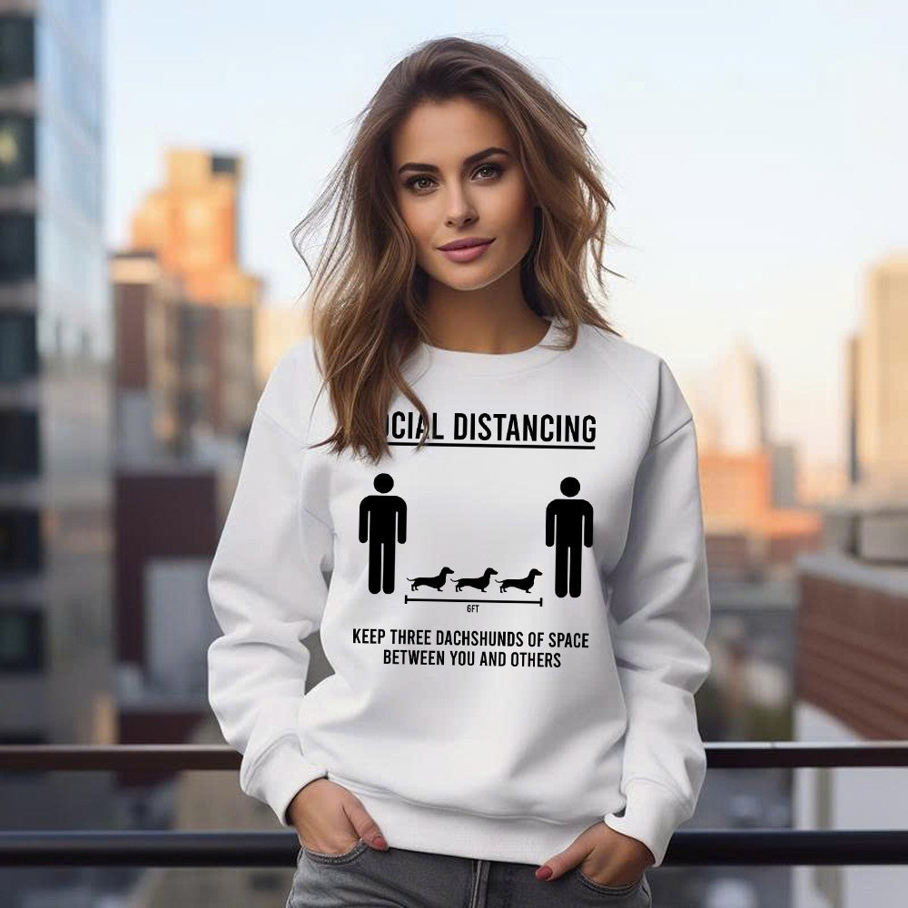 Social Distancing Keep Three Dachshunds Sweatshirt Funny Quotes Shirt Dachshund Presents For Son