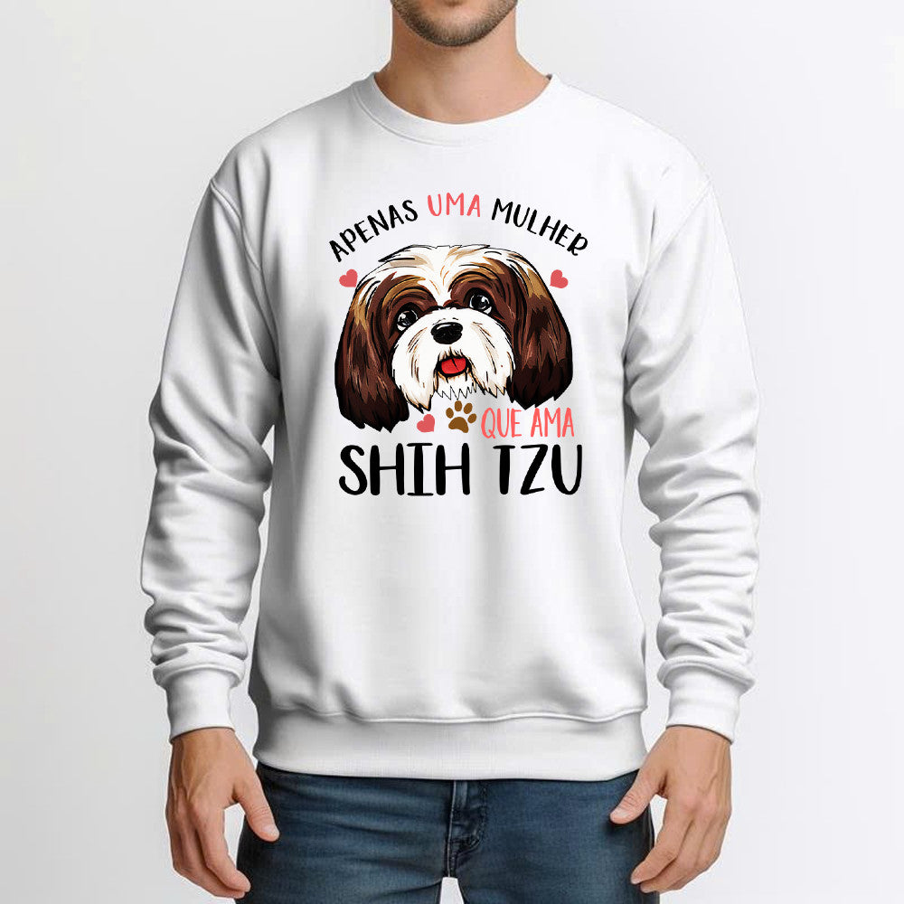 Apenas Uma Mulher Que Ama Shih Tzu Sweatshirt Cute Dog Shirt Merry Christmas Gifts For Niece