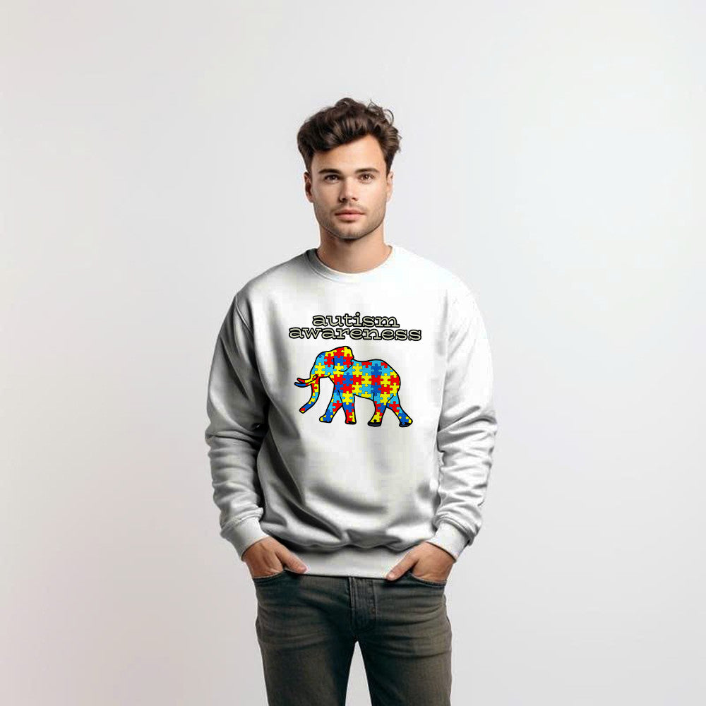 Autism Awareness Shirt Elephant Puzzle Graphic Sweatshirt Best Gifts For Autistic Teenager