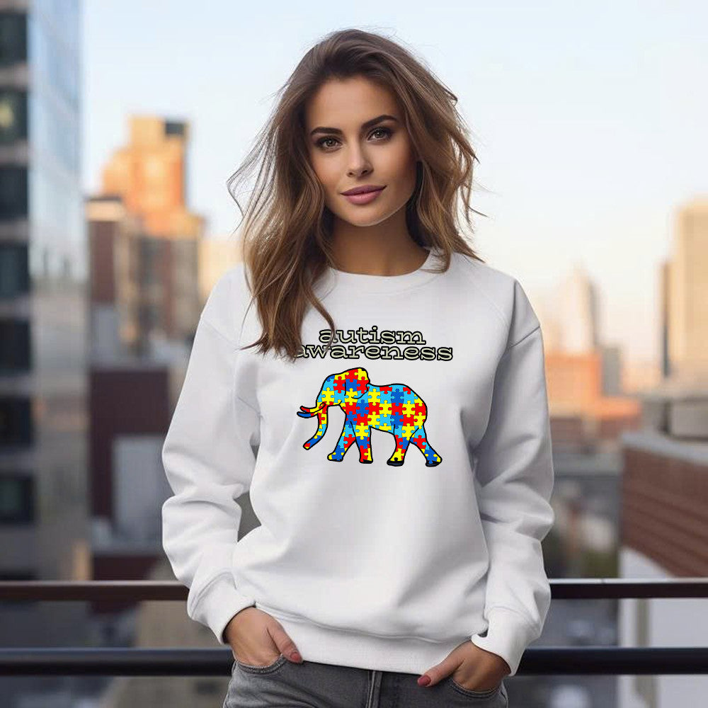 Autism Awareness Shirt Elephant Puzzle Graphic Sweatshirt Best Gifts For Autistic Teenager