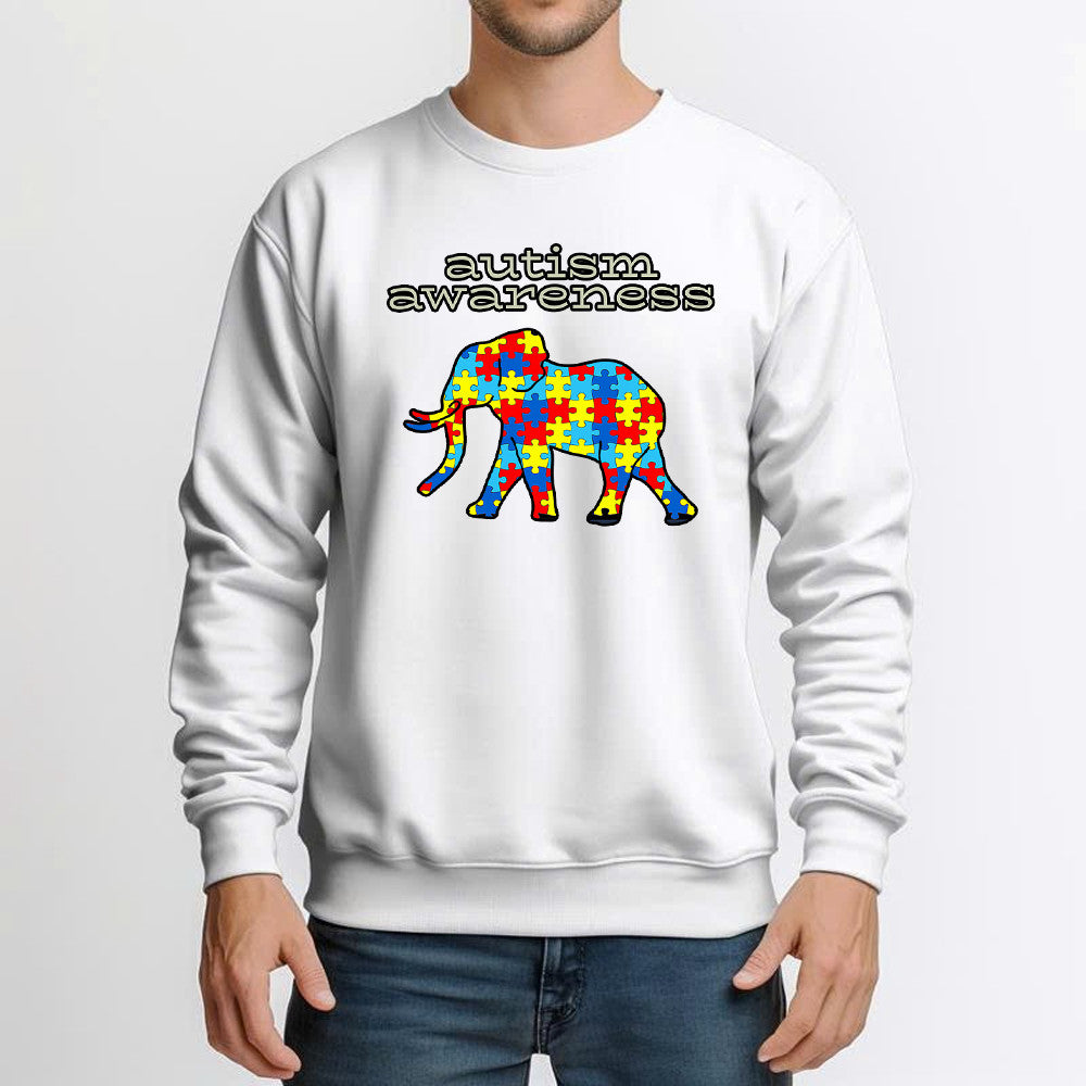 Autism Awareness Shirt Elephant Puzzle Graphic Sweatshirt Best Gifts For Autistic Teenager