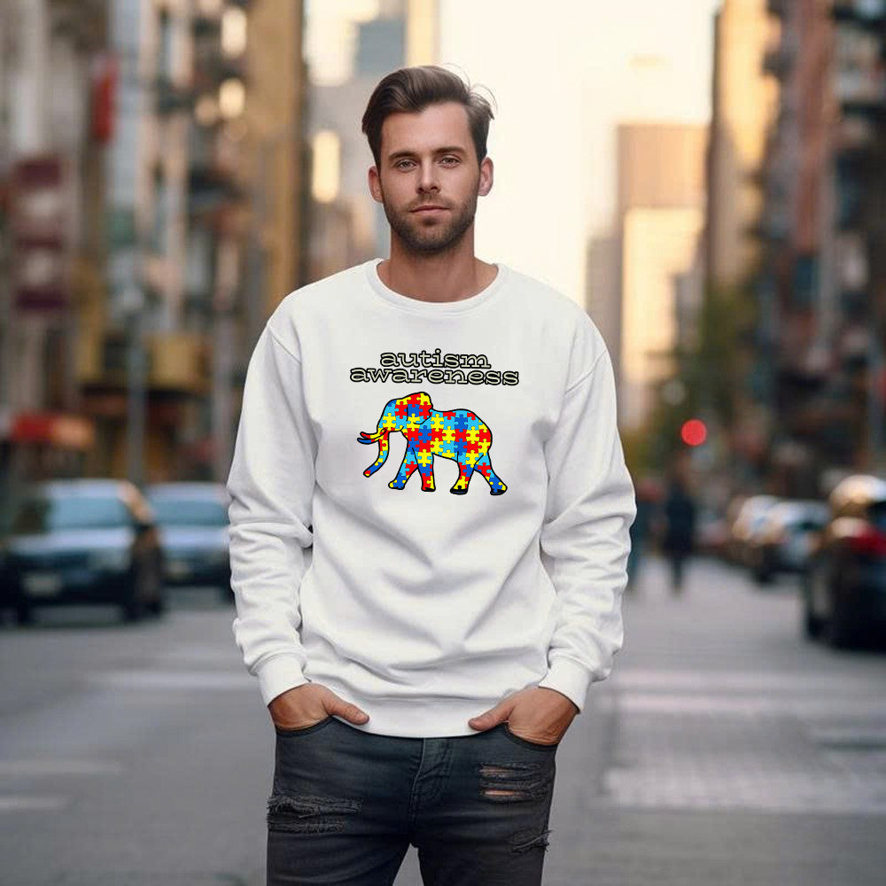 Autism Awareness Shirt Elephant Puzzle Graphic Sweatshirt Best Gifts For Autistic Teenager