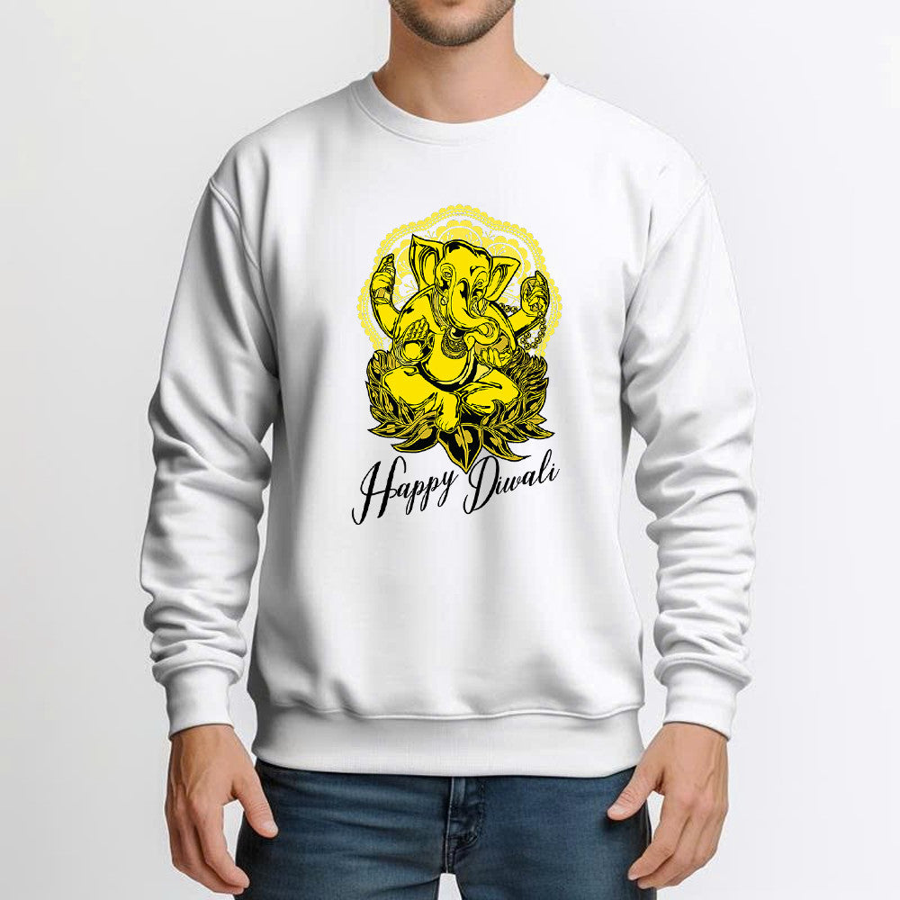 Happy Diwali Hindu Elephant God Mandala Sweatshirt Festival Of Lights Spiritual Apparel