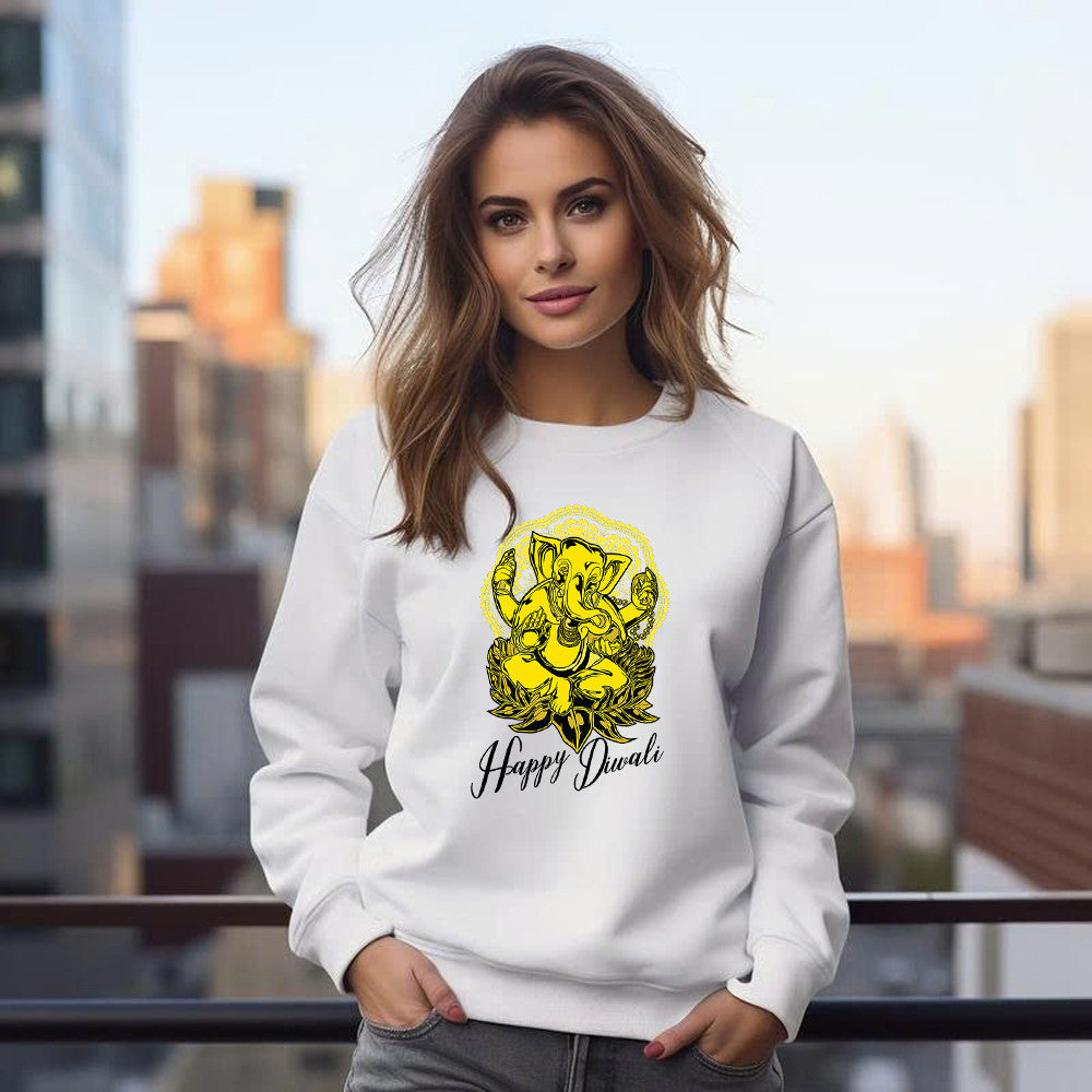 Happy Diwali Hindu Elephant God Mandala Sweatshirt Festival Of Lights Spiritual Apparel