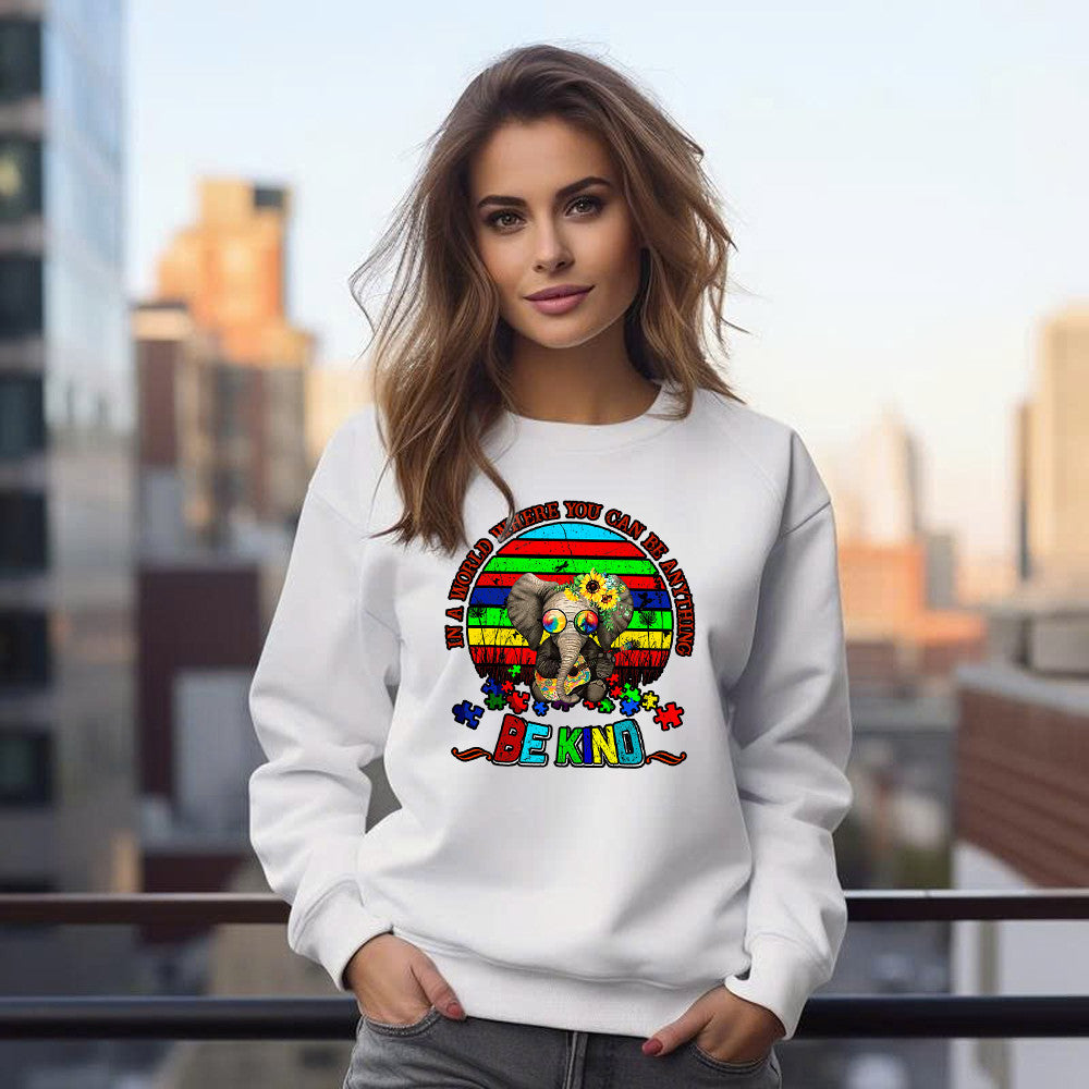 In A World Where You Can Be Anything Be Kind Shirt Elephant Autism Awareness Sweatshirt For Men