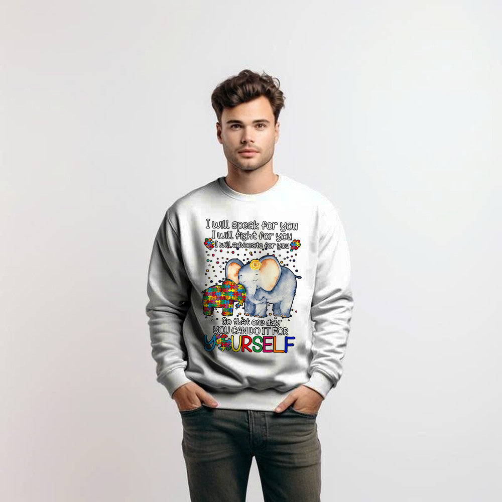 Elephant I Will Speak For You Autism Awareness Sweatshirt Cute Autism Awareness Month Gifts