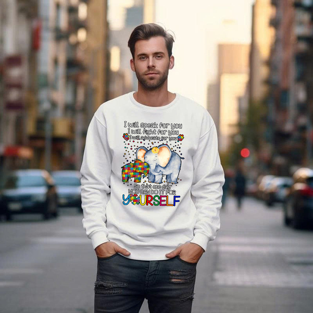 Elephant I Will Speak For You Autism Awareness Sweatshirt Cute Autism Awareness Month Gifts
