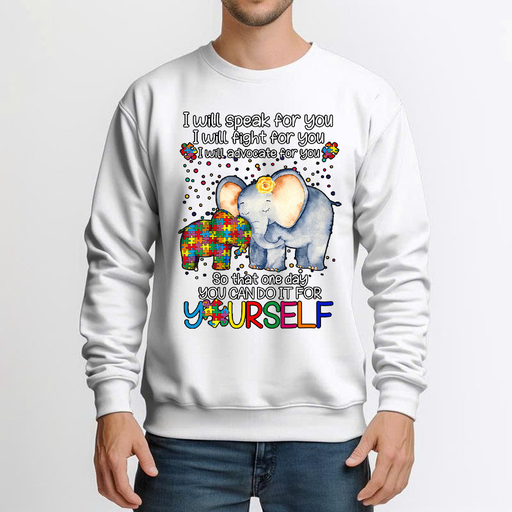 Elephant I Will Speak For You Autism Awareness Sweatshirt Cute Autism Awareness Month Gifts