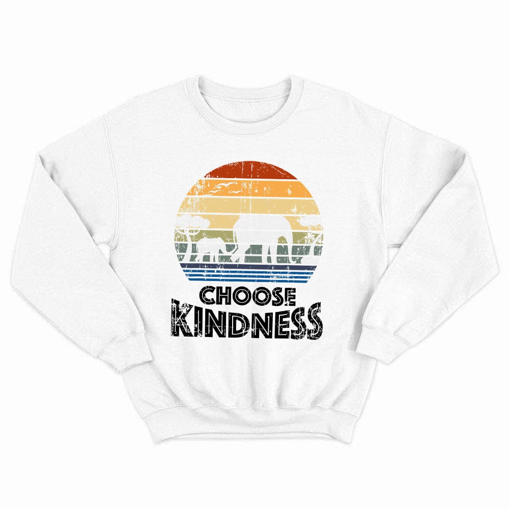 Elephant Choose Kindness Sweatshirt Vintage Sunset Sweatshirt Gifts For Men Friends