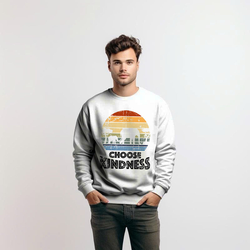 Elephant Choose Kindness Sweatshirt Vintage Sunset Sweatshirt Gifts For Men Friends