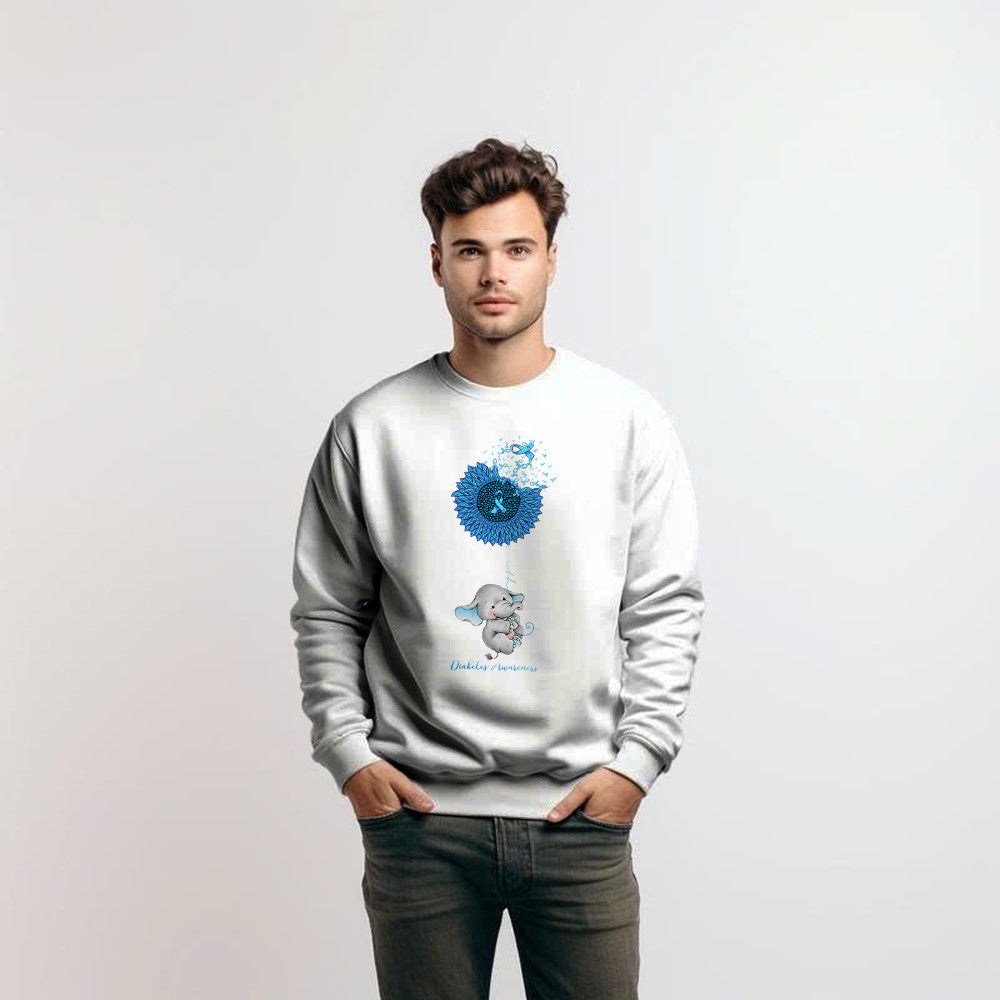 Elephant Sunflower Diabetes Awareness Shirt Cute Design Diabetes Sweatshirt Patients Gift