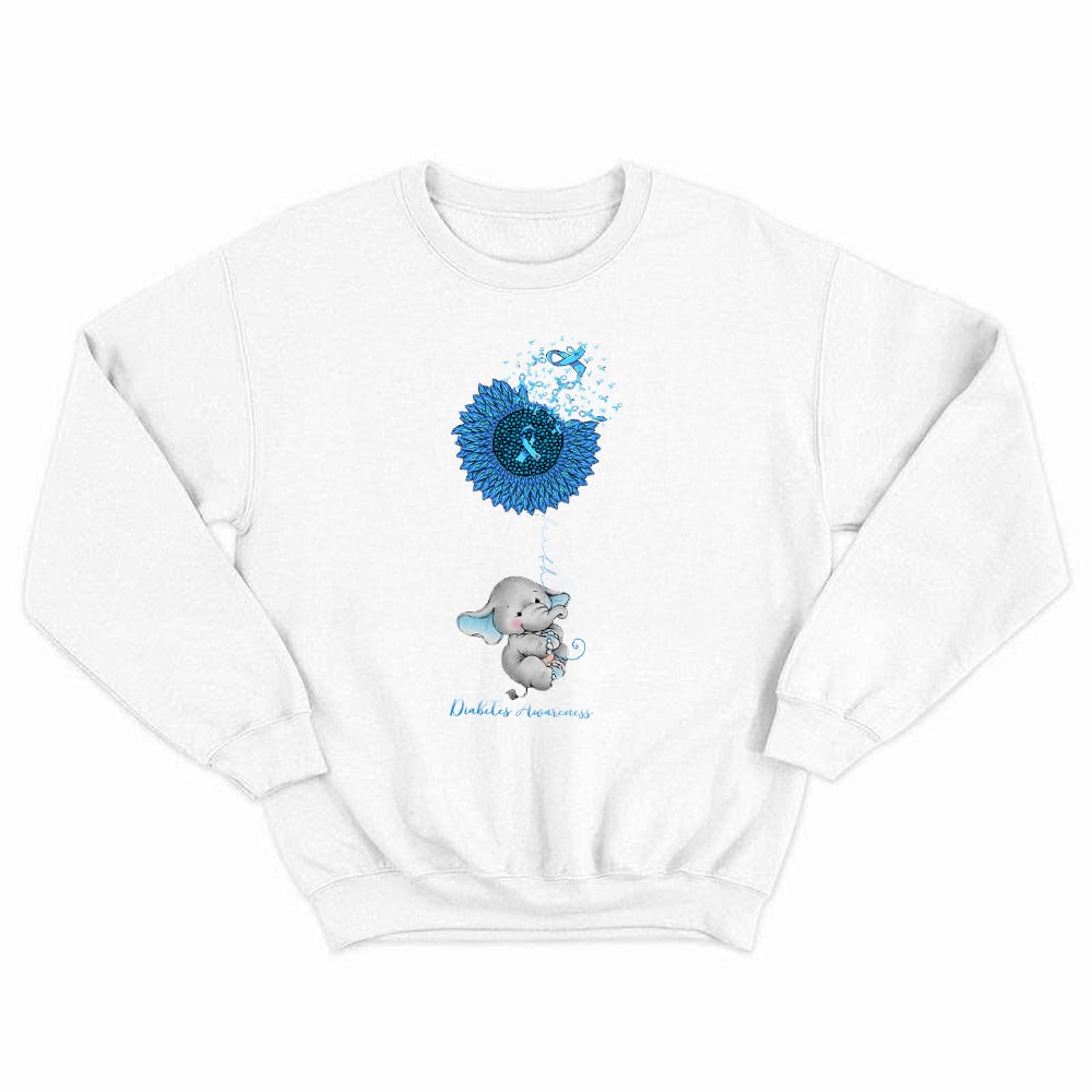 Elephant Sunflower Diabetes Awareness Shirt Cute Design Diabetes Sweatshirt Patients Gift