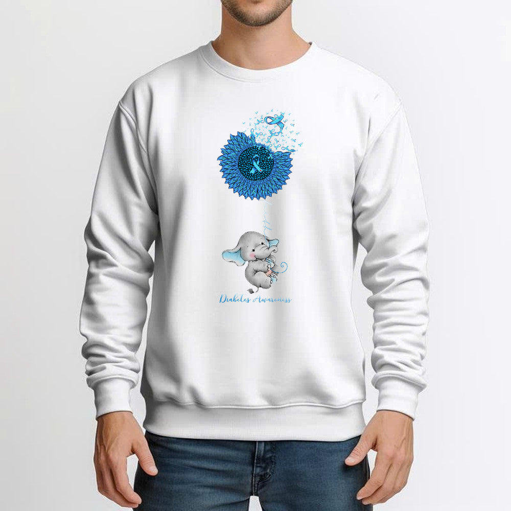 Elephant Sunflower Diabetes Awareness Shirt Cute Design Diabetes Sweatshirt Patients Gift