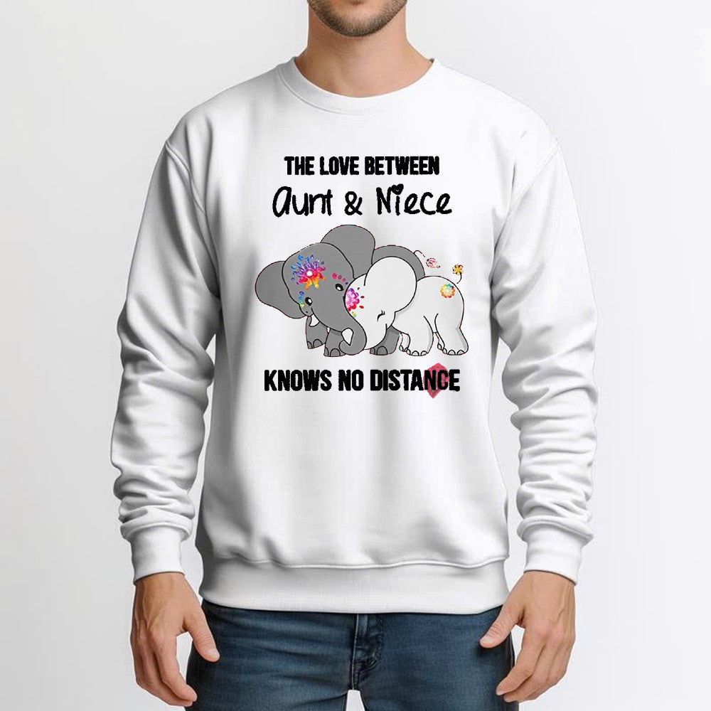 Elephant The Love Between Aunt & Niece Know No Distance Sweatshirt Cute Aunt And Niece Shirts