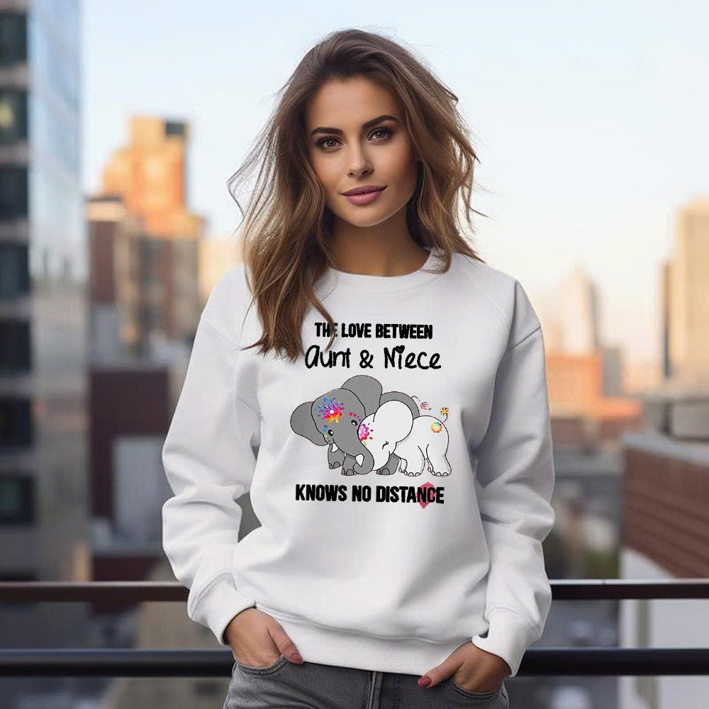 Elephant The Love Between Aunt & Niece Know No Distance Sweatshirt Cute Aunt And Niece Shirts