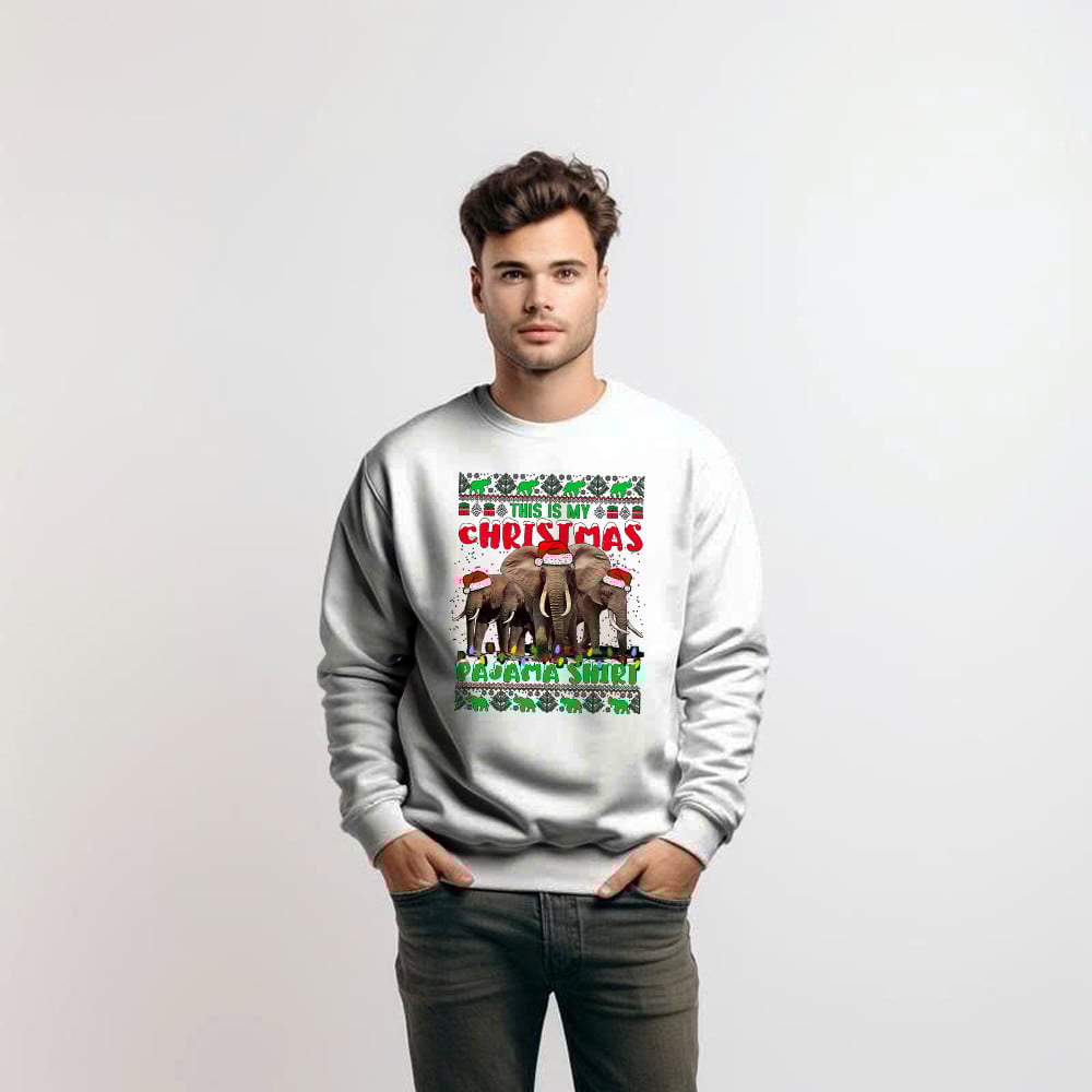 Elephant This Is My Christmas Pajama Shirt Funny Christmas Vacation Sweatshirt For Men Women