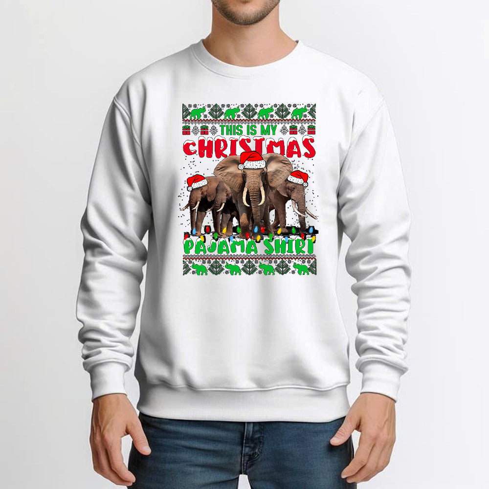 Elephant This Is My Christmas Pajama Shirt Funny Christmas Vacation Sweatshirt For Men Women