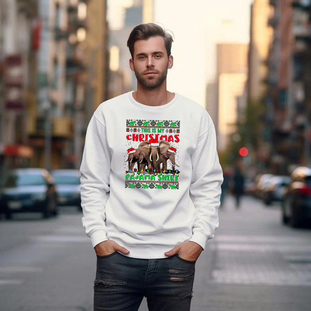 Elephant This Is My Christmas Pajama Shirt Funny Christmas Vacation Sweatshirt For Men Women