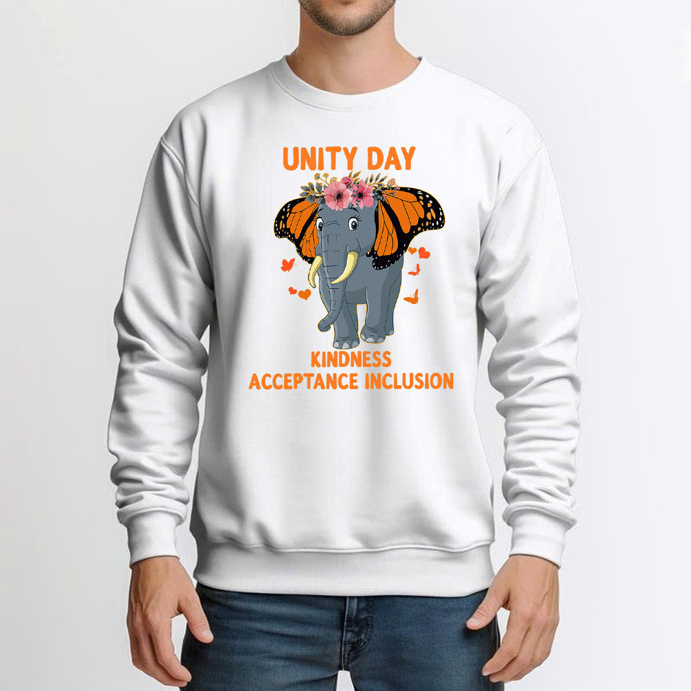 Elephant Unity Day Kindness Acceptance Inclusion Sweatshirt Unity Day Orange Sweatshirt