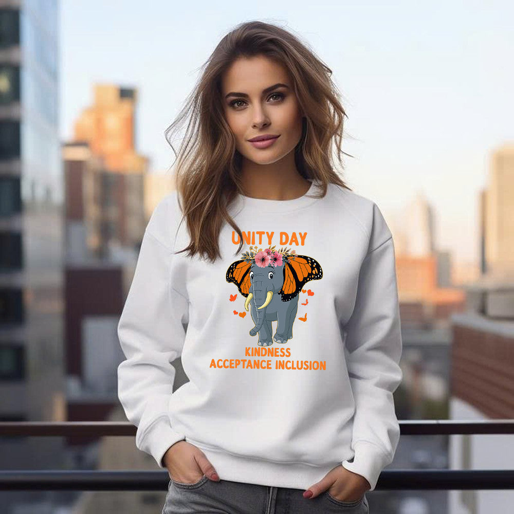 Elephant Unity Day Kindness Acceptance Inclusion Sweatshirt Unity Day Orange Sweatshirt
