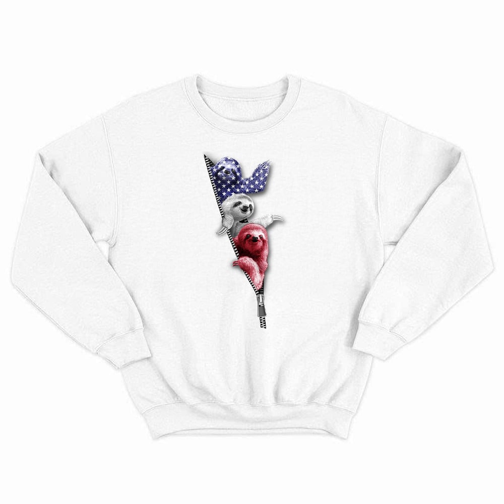 Three Sloths American Sweatshirt Patriotic Cute Sloths Tee Shirt 4Th Of July Gift For Siblings