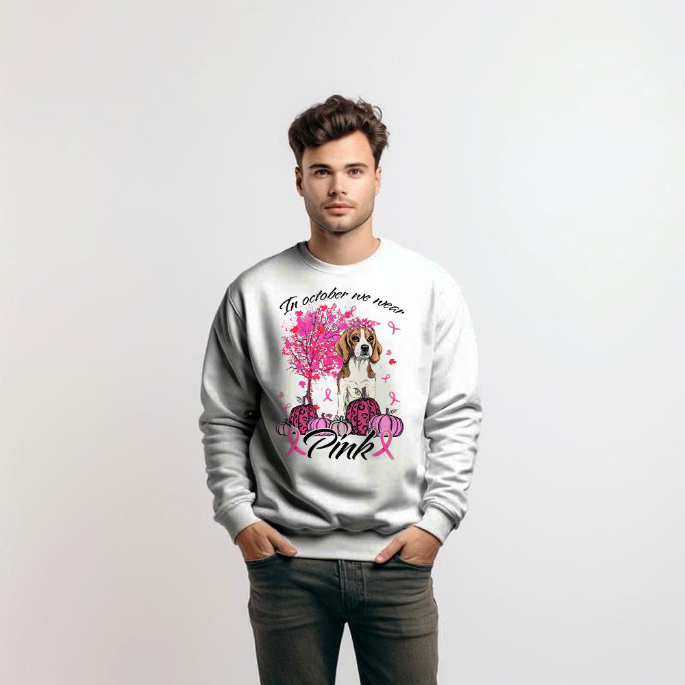 Beagle In October We Wear Pink Breast Cancer Awareness Sweatshirt Apparel Gifts For Beagle Lovers