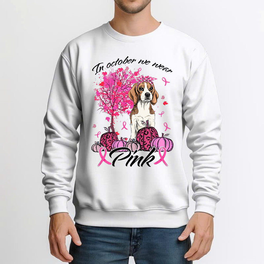Beagle In October We Wear Pink Breast Cancer Awareness Sweatshirt Apparel Gifts For Beagle Lovers