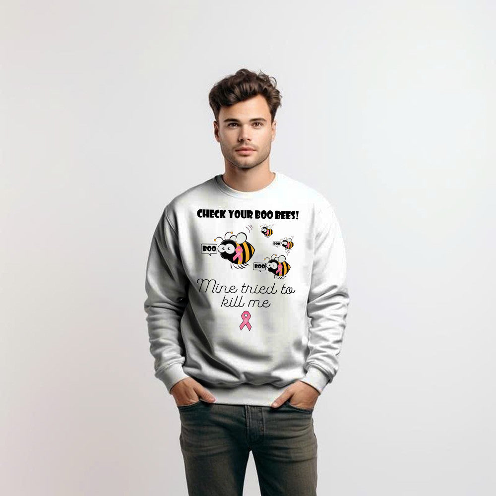 Check Your Boo Bees Sweatshirt Breast Cancer Ribbon Funny Bee Shirts Gift For Patients