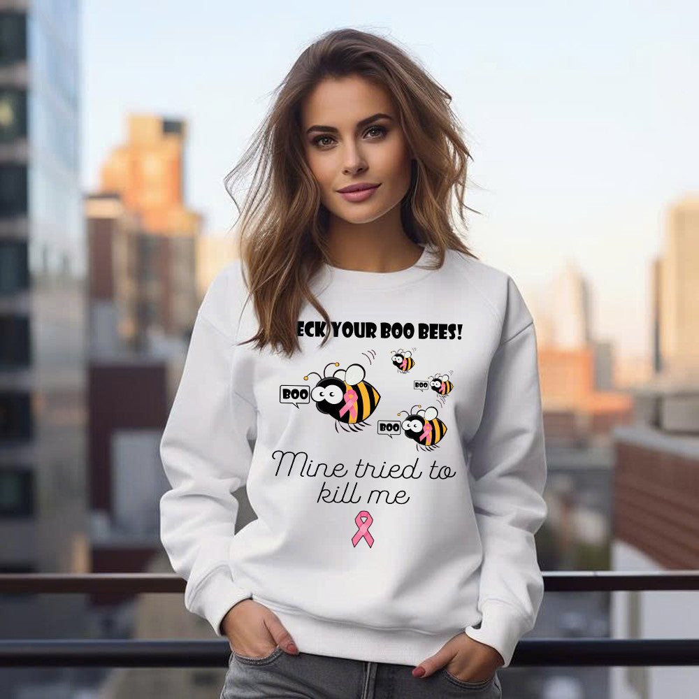 Check Your Boo Bees Sweatshirt Breast Cancer Ribbon Funny Bee Shirts Gift For Patients