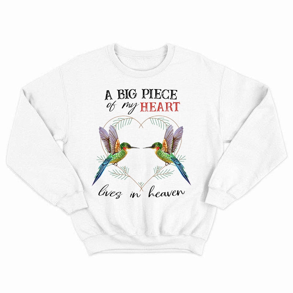A Big Piece Of My Heart Lives In Heaven Shirt Bird Couple Memorial Day Sweatshirt Gift
